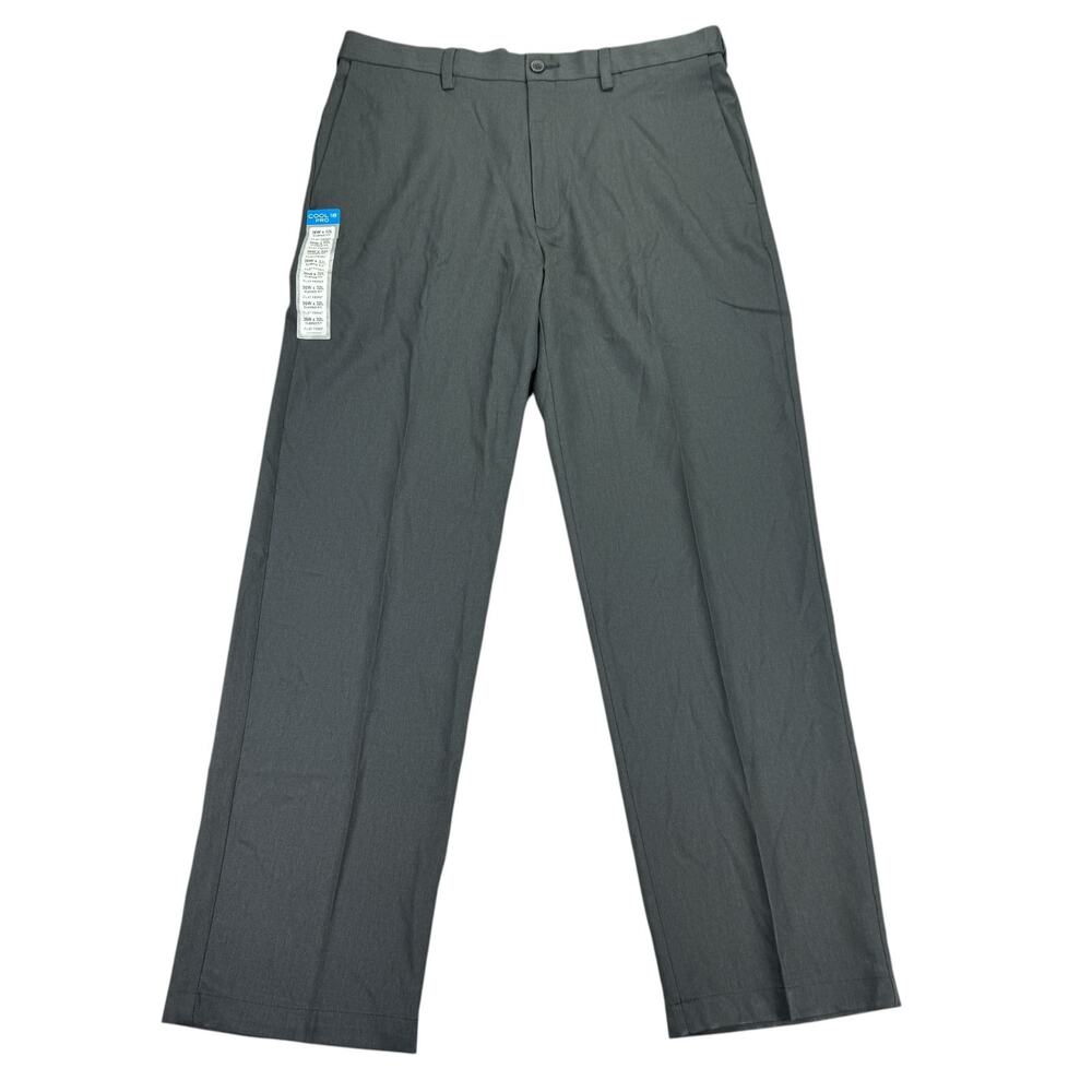Haggar Mens Cool 18 Pro Classic Fit Flat Front Dress Pants Charcoal 36x32